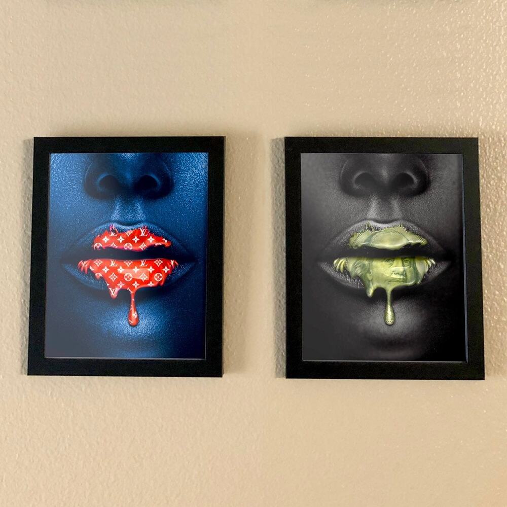Luxury Lips Framed Wall Art Set of 2